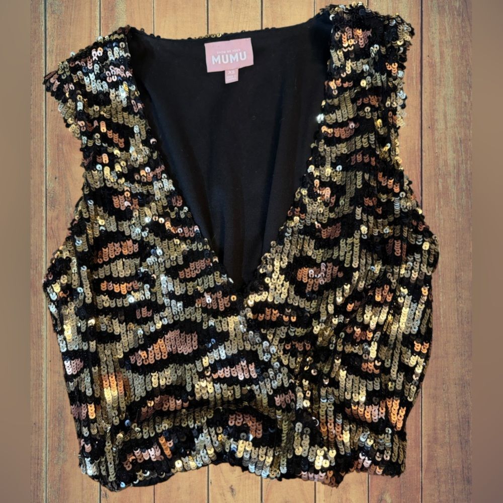 Show Me Your MuMu Eve Top In Party Cheetah Sequins - Picture 5 of 16